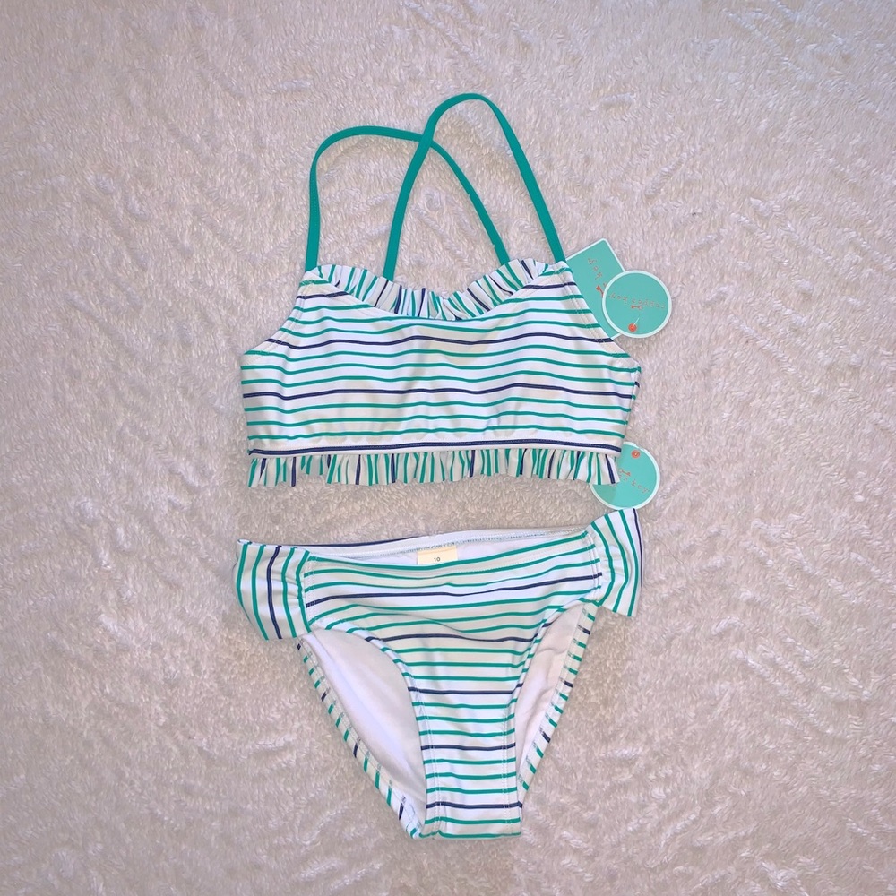 NWT Copper Key Girls Stripe Racerback Swimsuit